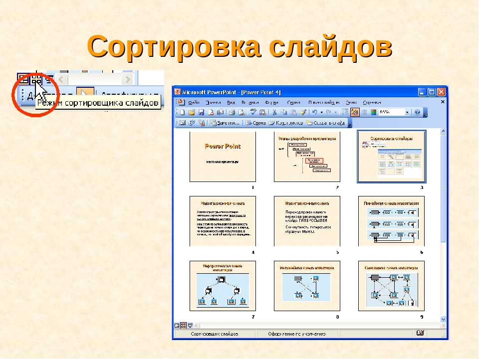 Как выглядит сортировщик слайдов в презентации