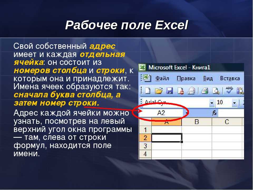 На рисунке изображена только часть окна excel включающая строку формул и поле имени